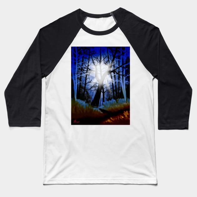 Through The Trees Baseball T-Shirt by NateArtDesign